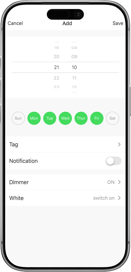 Striva app — daily schedule that shifts morning to night
