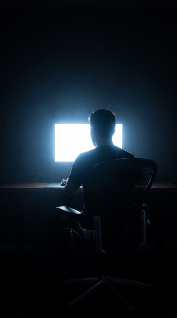 Working in a dark room, one bright screen — the screen cave