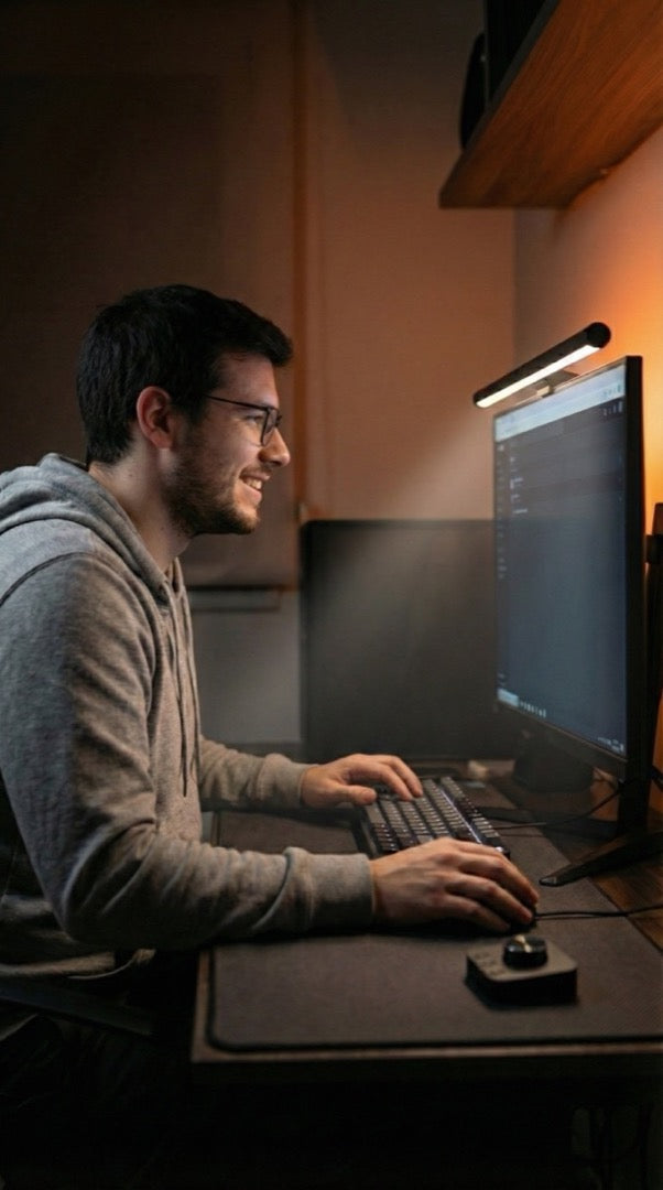 Comfortable at a Striva-lit desk, glare gone