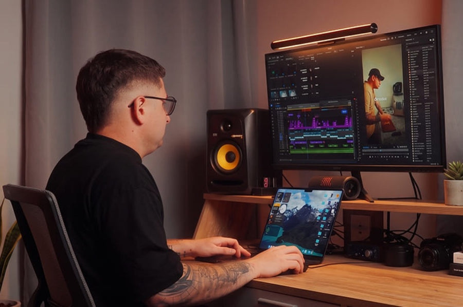 Editing late in a warm, comfortable setup