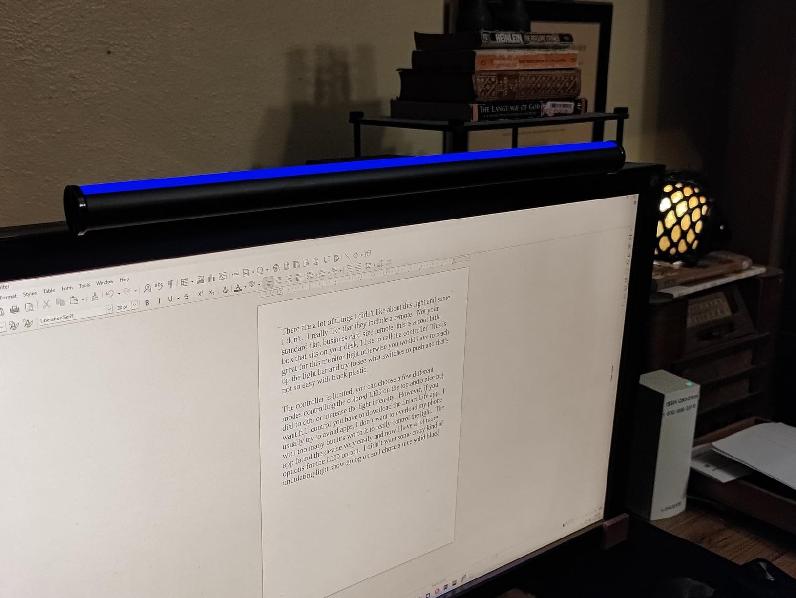 Striva Light Bar and its desk dimmer control